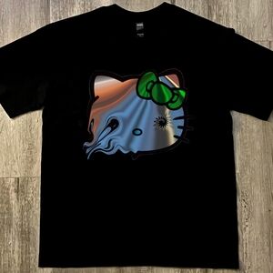 Black Short Sleeve Tee with Multicolor Hello Kitty Graphic